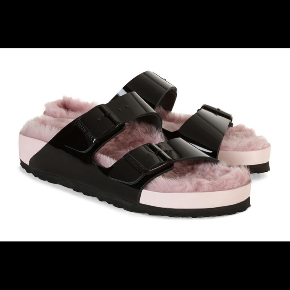 ISO BIRKENSTOCK SHEARLING PATENT LEATHER 37